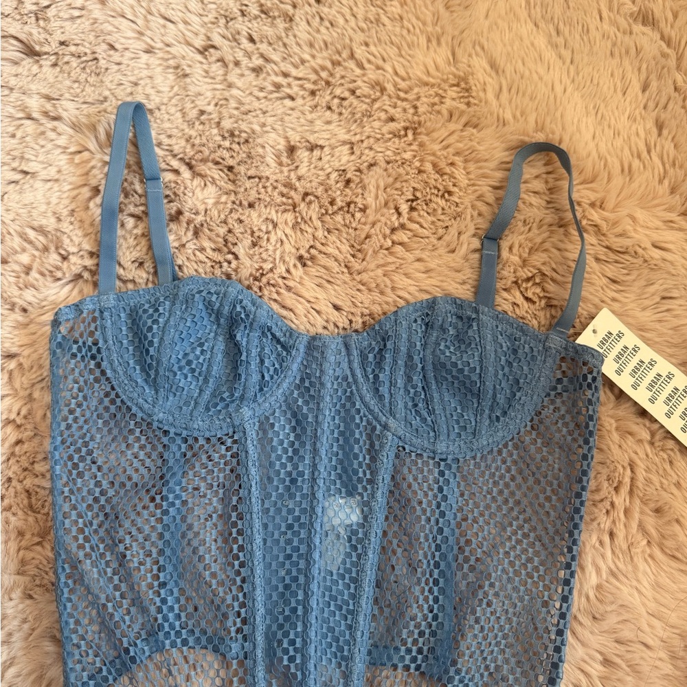 Elegant Blue Lace corset